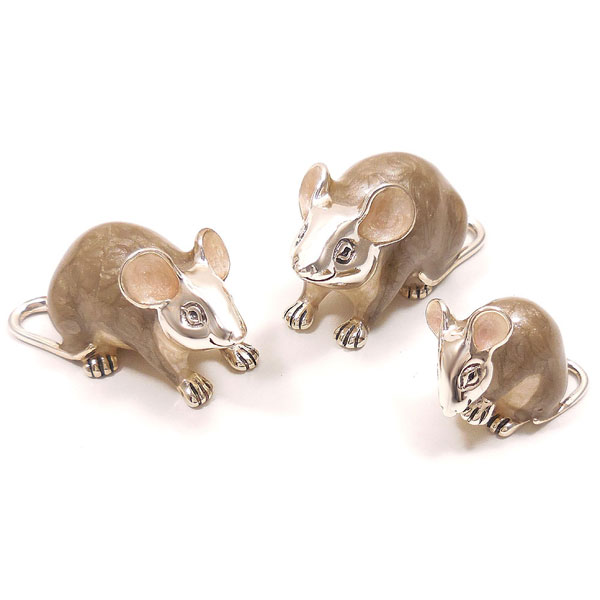 サツルノ:ねずみの置物3匹セット ST94 ¥35,000(税抜) シルバー925