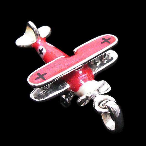 サツルノ:シルバーチャーム CS128-RED 複葉戦闘機:レッド ¥15,000(税抜) シルバー925
